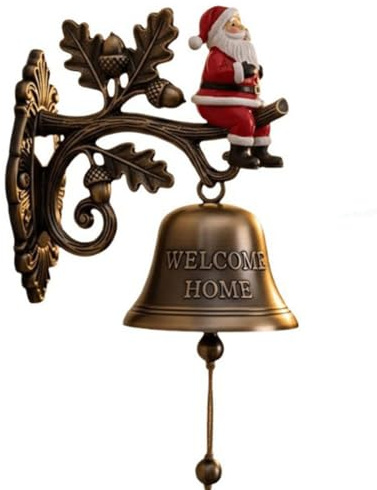 FUBESK Campanello natalizio con messaggio di benvenuto festivo e disegni stravaganti di personaggi natalizi per la decorazione della casa