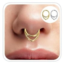 KNUIUYY 2Pcs Anneaux de Piercing 16G, Acier 316L Or & Argent, Nez Septum Helix Conch Tragus Daith Lèvre, Boucles d’oreilles Cartilage, Bijoux Piercing Cadeau pour Femmes Hommes