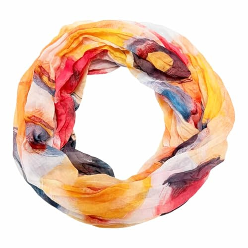 Jeamis Kreis Seide Loop Farbverlauf Frühling Rundschal Rainbow Unisex Sommer Leicht Schal Stola Dots