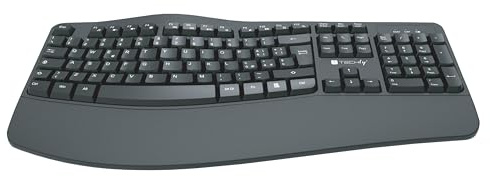 Techly 621932 Tastiera Ergonomica Wireless Slim Design Curvo Nero