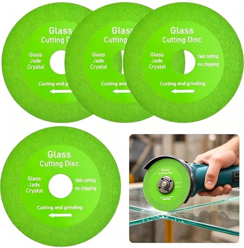 4 Piezas Disco Corte Vidrio 100mm Compatible con Amoladora Angular | Disco Diamante Profesional para Cortar Cristal Cerámica Azulejos Hoja de Sierra Ultrafina sin Astillas para Cortes Precisos
