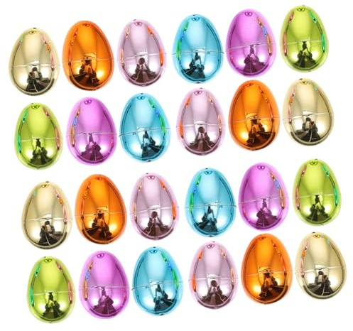 PACKOVE 24 Pezzi Uova di Pasqua in Plastica da 6 Cm Riutilizzabili a Forma di Uovo, Guscio Apribile Decorativo, per Artigianato e Foto Prop