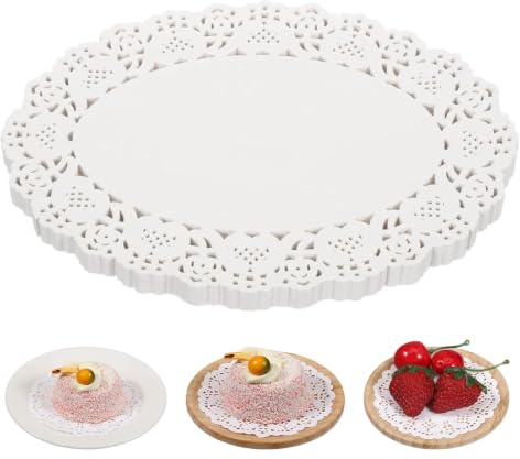 XBFOCNH 50 Stück Tortenspitzen Oval 16,5 x 23 cm, Weiße Tortendeckchen aus Papier, Dekorative Tortenunterlage für Kuchen & Gebäck, Einweg-Platzsets für Hochzeit, Party & Gastronomie