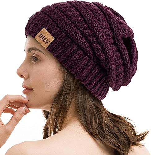 REDESS Slouchy Beanie Hat för män och kvinnor vintervarm tjock mjuk oversize flätad hatt