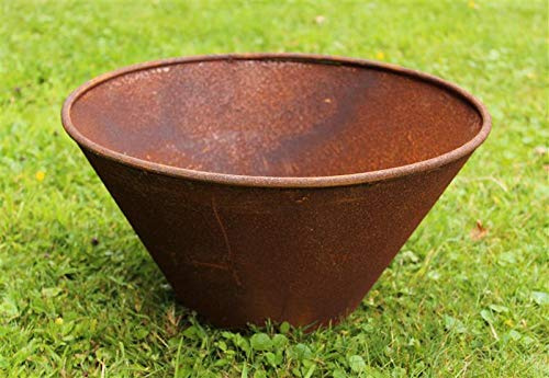 Manufaktur-Lichtbogen Rost Pflanzschale rund, 39 cm Durchmesser, 22 cm hoch Edelrost Garten