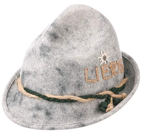 LIERYS Edelweiß Dreispitzhut Grau-melierter Wollfilzhut Klassiker Damen Made in Germany Herbst Winter grau-meliert 57 cm