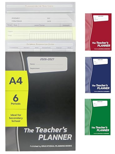 Educational Planning Books Teacher Planner 2026-2027 A4, 6 Period (TP4) | 210 undated page-a-day pages, fits standard ring binders, year planning, exams and marking sections