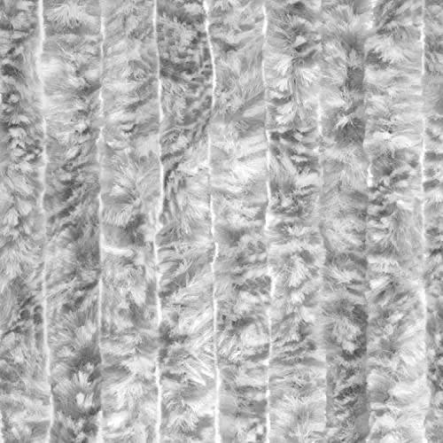 Moritz Flauschvorhang aus Chenille 90 x 220 cm Grau Weiss Türvorhang als Fliegenschutz Insektenschutz für Camping Wohnwagen