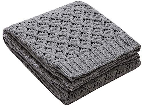 Matty-LZ Einfache Einfarbige Sanft Gestrickte Decke und Kissenbezug für Couch, Stuhl, Bett und Wohnaccessoire, Gemütliche Moderne (Hellgrau, 130 x 160 cm / 51 x 63 inch - Strickdecke)