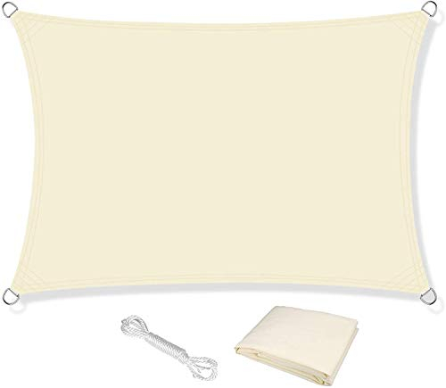 KAHEIGN Voile D'ombrage, 2,5 M x 3 M Étanche Bloc UV à 98% Toile De Protection Solaire Auvent D'auvent De Protection Solaire 120gsm pour La Fête De Jardin Patio Extérieur (Crème)