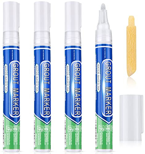 Zonon Grout Tile Pen Marker for Lines Repair Refresh, 4, White