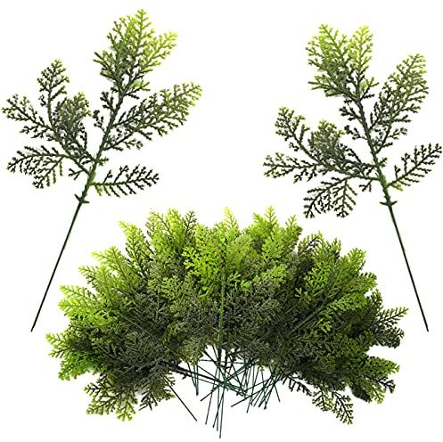 OnlyGay 36 Piezas Ramas de Pino Artificiales,Ramas de Abeto Artificial Plástico,Artificial Pino Ramas,para decoración del hogar, decoración de Corona de Navidad (Verde Claro)