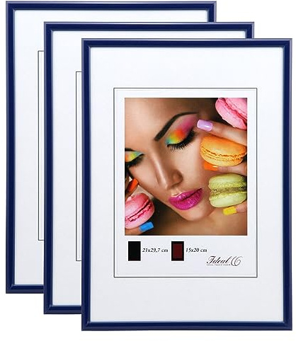 IDEAL TREND New Lifestyle Set Bilderrahmen Wanddeko Collage Poster Rahmen 2er 3er 5er Pack: Farbe: 3er Pack Blau | Format: 29,7x42 DIN A3