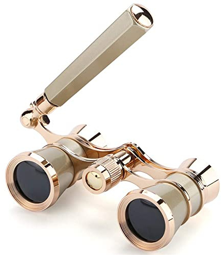 Aroncent Fernglas 3 X 25 kompakte Ferngläser mit Griff Damen Metall Teleskop für Wandern Sightseeing Oper Match, Gold