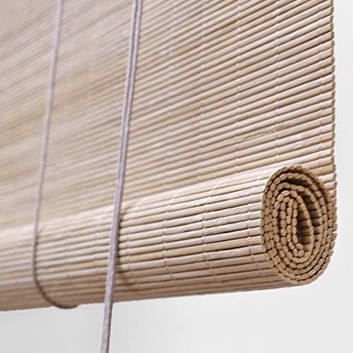 Natürliche Bambus-Rollo Raffrollo,Bambusrollo Blickdicht,Holzrollo Jalousie,Schnurzugrollo,Lichtfilter-Rollo,Sonnenschutz und Sichtschutz Rollo Seitenzugrollo für Fenster und Türen (W60xH120cm)