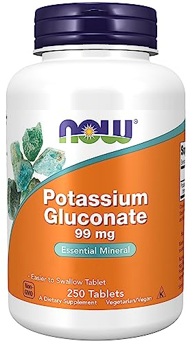 Now Foods Potassium Gluconate (Kaliumgluconat), 99mg, 250 vegane Tabletten, Laborgeprüft, Glutenfrei, Sojafrei, Vegetarisch, Ohne Gentechnik, für Blutdruck, Muskeln und Nerven