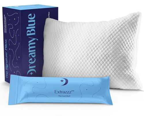 DreamyBlue Signature Pillow w/Adjustable Loft • Shredded Memory Foam Fill • Neutral Alignment for Side, Back, and Stomach Sleepers • Washable Bamboo Rayon Cover • CertiPUR-US Certified Foam (King)