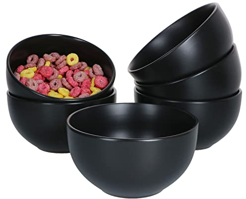 MamboCat Kattegat 6er Set Müslischalen I 500 ml I 6 Personen I Schwarz matt I Ø 14,5 cm I Schälchen, Bowl I Schüssel für Müsli, Salat, Dessert & Co. I Steingut-Geschirr