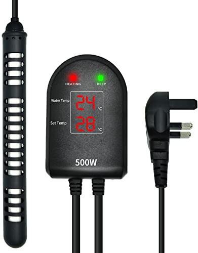SZELAM Aquariumheizung 500W Aquariumheizung mit separatem Temperaturregler und Dual-LED-Displays, Tropischer Fischstrahler mit Schutzhülle geeignet für 350-550L Aquarium