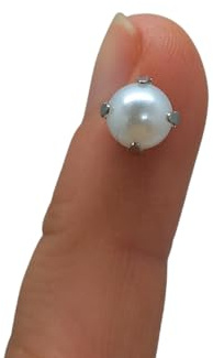 Silver Magnetic Nipple bars with white pearls -Magnetic Nipple Rings -silver Non Piercing adjustable Nipple Ring Fake