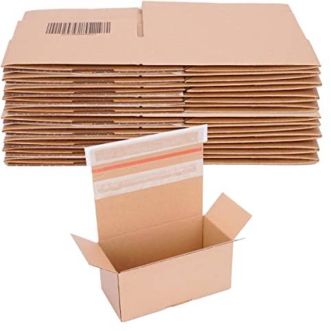 verpacking Automatik Karton 195 x 95 x 90 mm Braun (Außenmaß 200 x 100 x 95 mm) VP 20 Versandkartons mit selbstklebendem Deckel stabile Kartonagen (20 Stück)