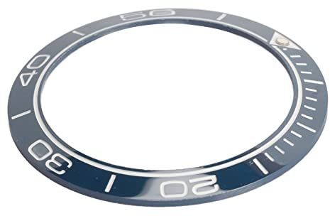 Naroote Anillo de Bisel de Reloj, Inserto de Bisel de 41,5 Mm Piezas de Repuesto de Cerámica de Moda para Relojero para el Hogar (Base Azul Dígito Blanco)