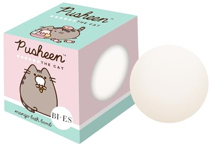 Pusheen The Cat Bath Fizzing Bath Bomb for Kids - Refreshing Mango Scent, Vegan & Natural with Essential Oils (165g) - Gentle, Safe and Fun Bath Time Treat for Children Aged 3+