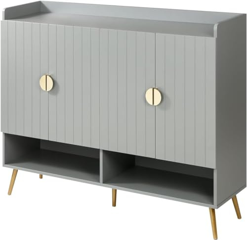 HYGRAD BUILT TO SURVIVE Shoe Storage Cabinet, Wooden Hallway Modern Shoes Cupboard with 2 Doors, Freestanding Shoe Cabinets Adjustable Shelves for Hallway Entryway Bedroom (Grey, Large)