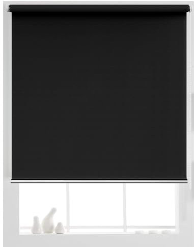 Thermorollo ohne Bohren 60 x 60 cm Lichtfilterung/Wasserdicht/Anti, Verdunklungsrollo/Springrollo, Verdunkelungsrollo für Rollo Dachfenster, für Alle Türen und Fenster, Schwarz