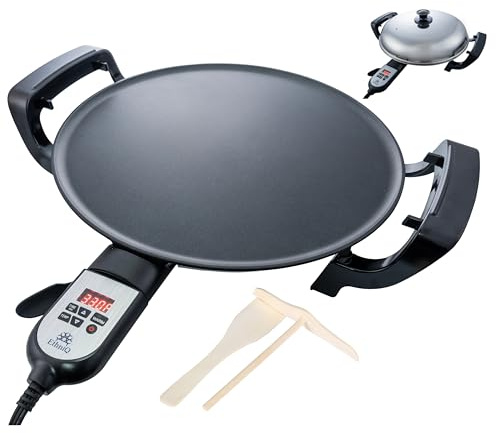Ethniq 16 Electric Griddle for Ethiopian Injera, Somalian Anjero, Crepe, Lefse, Mogogo, Mitad, Pancake Teff Maker - Adjustable Digital Heat Control - Non-Stick Surface - Even Heat Distribution
