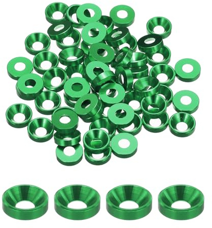 QUARKZMAN Rondelles Coniques M5, Rondelles de Tête de Coupe en Aluminium Anodisé pour Vis RC/FPV/PC/Drone/Pièces de Modèles d'Accessoires Mécaniques, Lot de 60 (Vert)