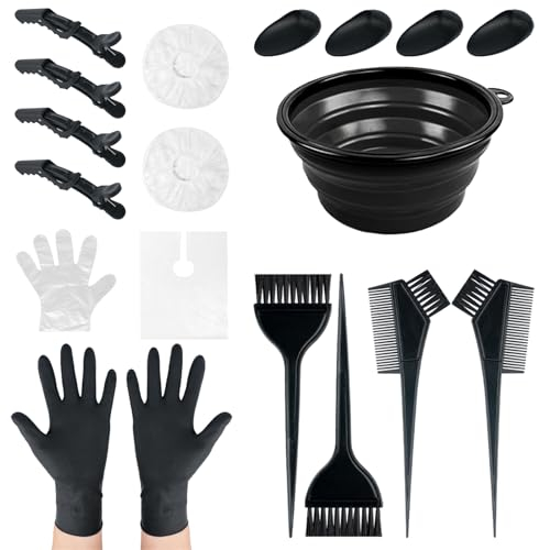 NEPAK 18 Pcs Haarfärbepinsel Set,Haarpinsel zum Haare Färben,Haarfärbeset mit Färbeschale,Färbepinsel,Haare Färben Zubehör for DIY, Salon