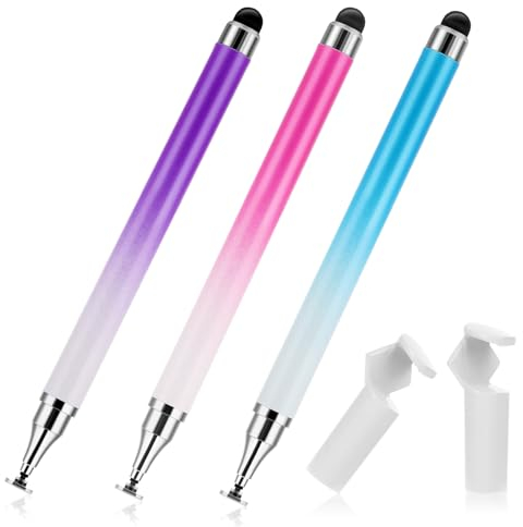 Andibro Tablet Stift, 3 in 1 Eingabestift Stylus Pen Scheibe Silikonspitze Hochempfindlicher Kompatibel Universelle kapazitive Touchscreen-Stifte Handy Stift für alle Tablets Smartphones