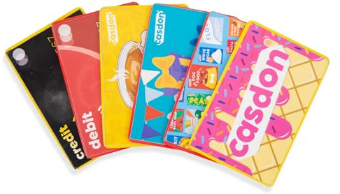 Casdon Spielzeugkarten-Set, Realistische Kredit- und Geschenkkarten für fantasievolles Spielen, Für Kinder ab 3 Jahren, Lehrt den Umgang mit Geld
