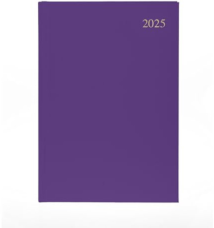 Collins Essential ESSA43.55-25 Business-Terminplaner 2025, A4, Wochenplaner mit Ledernarbung, Hardcover, Violett