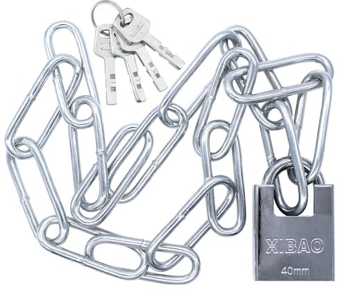 Piuluvor® Kettenschloss Fahrrad, 80cm Fahrradschloss Kette Fahrradschloss Hohe Sicherheit Stahlkette 5mm Schloss mit Vorhängeschloss für Motorrad, E-Bike, Garagen, Zäune