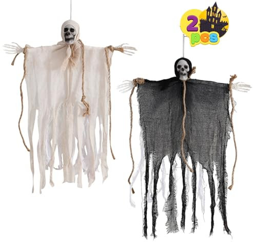 2 Piezas Esqueleto Halloween TamañO Real, Esqueletos Fantasmales Colgantes De Halloween, Halloween Decoracion Exterior,Adornos Halloween,Esqueleto,Esqueletos Halloween Decoracion