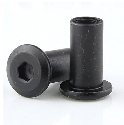 10 piezas/lote M3 M4 M5 M6 M8 remache de cabeza hexagonal plana grande con revestimiento de zinc negro, inserto de conector, casquillo de junta, tuerca a tope(M6x15mm (10pcs))