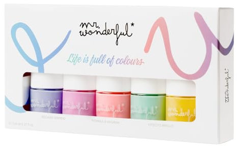 MR WONDERFUL - Estuche Laca de Uñas 5 x 8 ml, Cobertura Perfecta, Efecto Brillante y de Larga Duración, Fácil de Aplicar, Secado Rápido, Fórmula Vegana