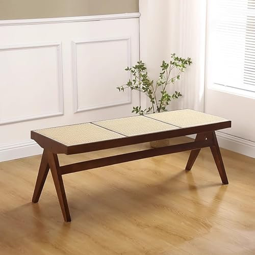 MTSYXYM Massive Holzbank mit echter Baumkante, mit Massivholzbeinen Küchenbank,Esstischbank Modern, Bank ohne Lehne,Sitzbank 2-Sitzer Essbank Holzbank, für Esszimmer, Flur, Garderobe.(Brown)
