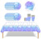 Fuwraixis Stoviglie per feste Frozen,Set di stoviglie per feste con fiocchi di neve blu e viola,20 tovaglioli 20 bicchieri di carta 20 piatti di carta 1 tovaglia,Stoviglie per bambini e adulti
