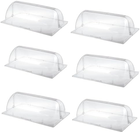 ANGDI 1/2/6 Packs Clear Chafing Dish Covers, Roll Top Chafing Lid Clear Food Cover, 21inx 13inx 7in Plastic Chafing Dessert Cake Cover Food Display Cover, for Cake Cupcake Exhibition(6pcs)