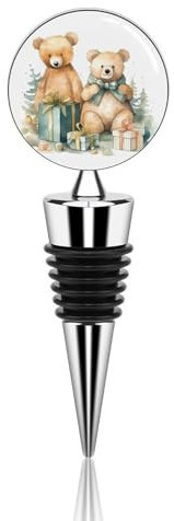 Bear And Gift Bottle Stopper Beverage Bottle Sealer Reusable Wine Stopper Personalised Champagne Stopper Unique Wine Bottle Corks Keep Fresh Suitable for Standard