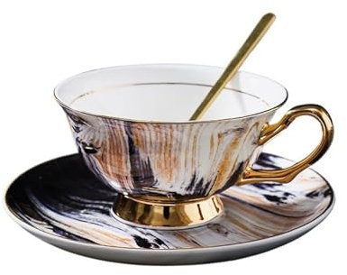 Dh2yjnbf3 Tazzine Da Caffe Tazze e piattini in ceramica di lusso Art Light Set Tazze da caffè Home Bone China Tazze da tè pomeridiane britanniche Tazza Colazione