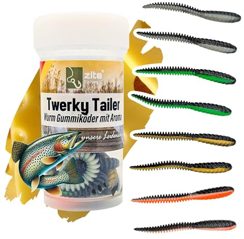 Zite Fishing Twerky Tailer Forellenköder Gummi | 3in1 Gummiköder / | Angelköder Forelle | Made in Germany | Phthalatfrei | Forellenangeln Köder&Spoons Alternative, Forelle