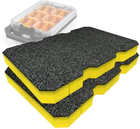 Shadow Foam Insert Pack Compatible with Toughbuilt® StackTech Compact Organiser | Cut and Peel Foam for Toolbox Organisation, Kaizen, 5S (Yellow, 30mm)