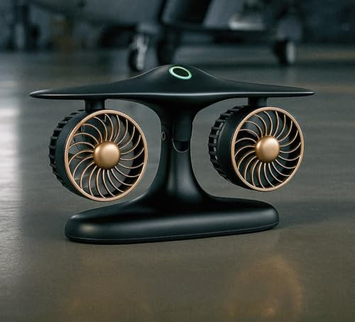 Chanora Ventilator mit kreativem High-Tech-Doppelturbinen-Design – Tragbarer Tischventilator, 8000mAh Akku, 3 Geschwindigkeiten, leise & USB-C Lüfter für Schlafzimmer, Büro, Camping & Reisen