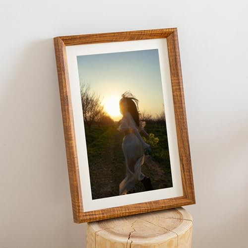 Epinki Bilderrahmen 27x38cm, Picture Frame Horizontal & Vertikal, Rechteck Posterrahmen Wand Holz Holzbilderrahmen, Braun