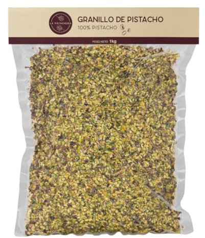Granillo De Pistacho Ibérico Natural Crudo Gourmet 100% Pistacho Granulado Ideal Repostería Ensaladas Helados Recetas Veganas Decoración Postres Sin Gluten Proteína Saludable Snack (1 Kg)