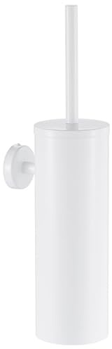 NIKCORP - Brosse à WC Suspendue, Brosse à WC Murale sans Percer - pour Hôtels, Appartements, Villas et Espaces Publics - Accessoires Salle de Bain – Blanc Brillant